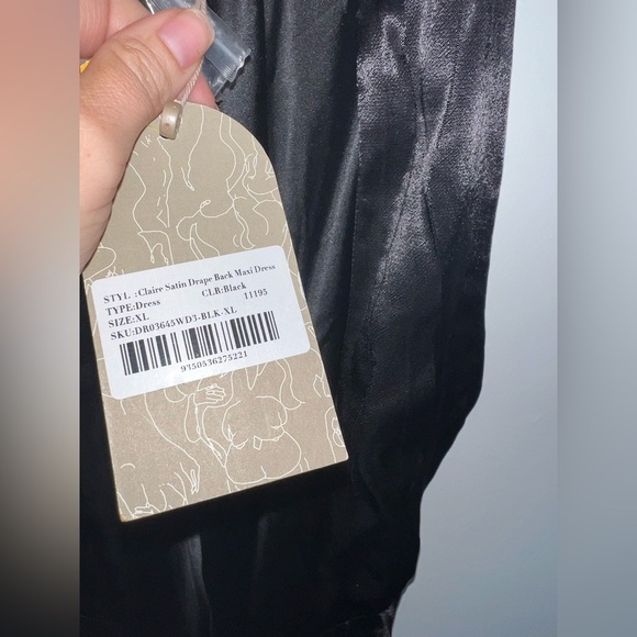 MESHKI new Claire Satin Drape Back Maxi Dress XL - Picture 7 of 15